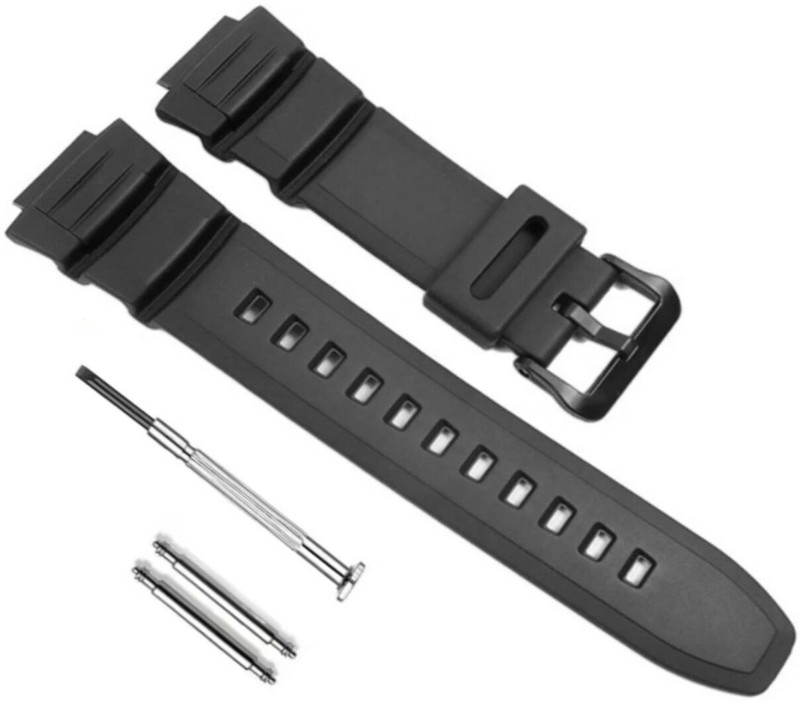 Bharasoft [CS088] WATCH STRAP FOR CASIO MCW-100H, MCW-110H & W-S220... 16 mm Resin Watch Strap(Black)