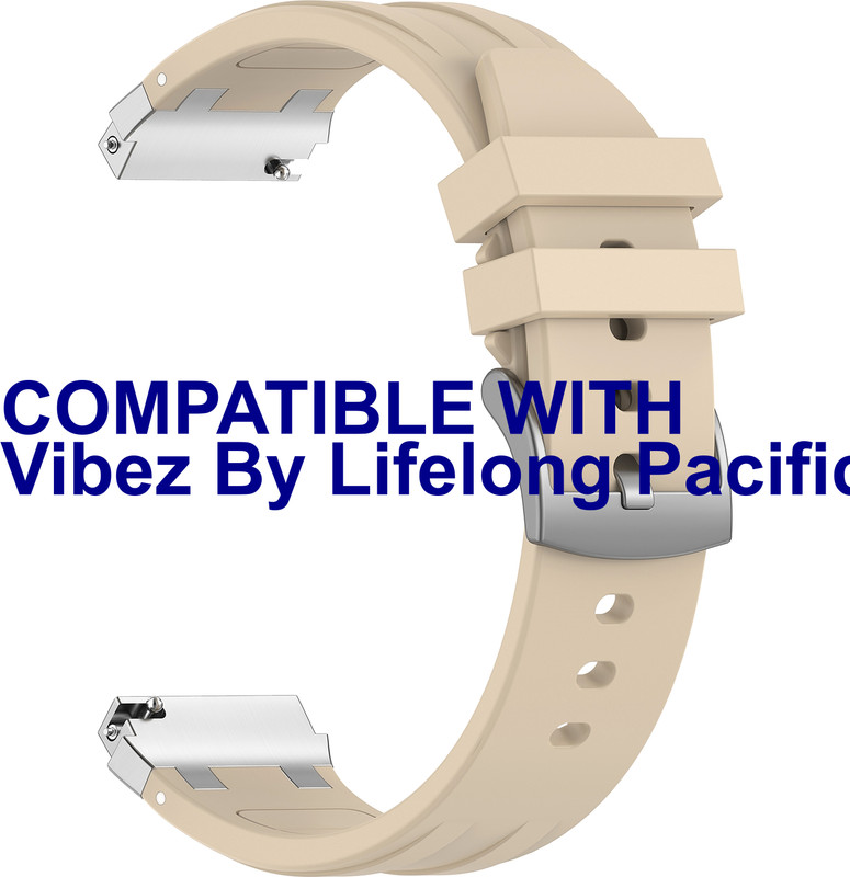 ACM Watch Strap Metal Hook Silicone 22mm for Vibez By Lifelong Pacific Smartwatch 3627471 mm Silicone Watch Strap(Starlight)