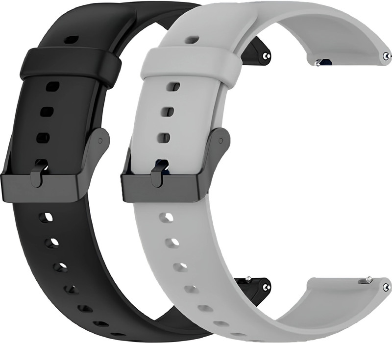 TRENDINGVIEW "20mm Classic Smartwatch Strap with Black Buckle – (Combo Pack of 2) 20 mm Silicone Watch Strap(Black, Grey)