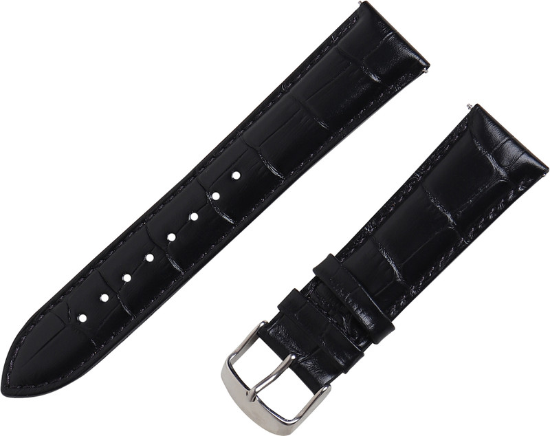 Roycee 49321224 24 mm Genuine Leather Watch Strap(Black)