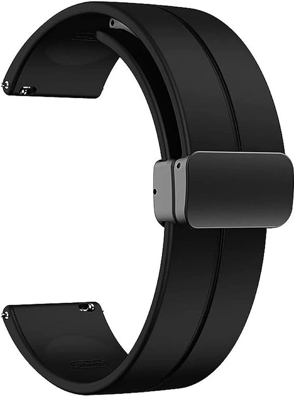 TRENDINGVIEW 22MM Magnetic Watch Band with Folding Buckle and Quick Release 22 mm Silicone Watch Strap(Black)