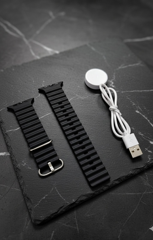 LAXOTIC Stylish men smart watch/t800 ultra smart watch Strap 49 mm Rubber Watch Strap(Black)