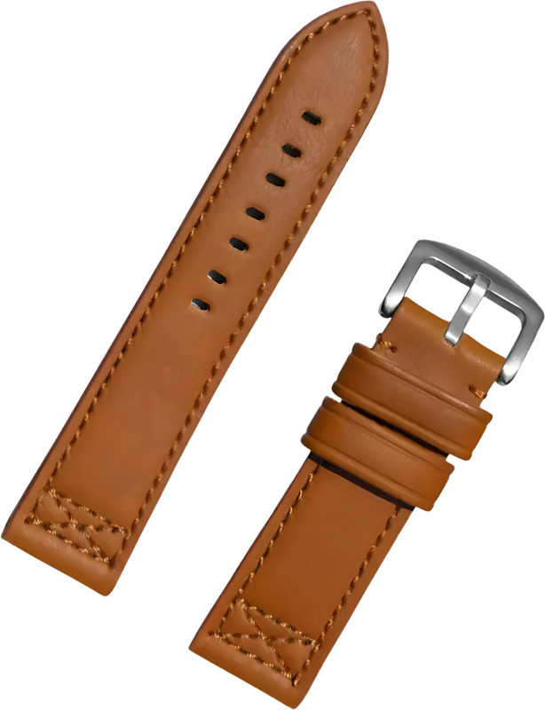 pantan [CROX] Premium Leather Watch Strap | Nylon X-Stitch Style | 20 mm Genuine Leather Watch Strap(Tan)