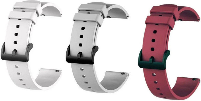SEHUB Grey White Red 20mm Silicone Strap | Watch Flexible Lightweight Sport Band 20 mm Silicone Watch Strap(Grey, Red, White)