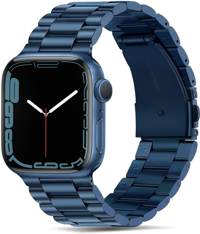 Ancestors Ultra Stainless Metal Chain Strap Compatible for i-Watch Series 7 (42/44/45mm) 45 mm Metal Watch Strap(Blue)