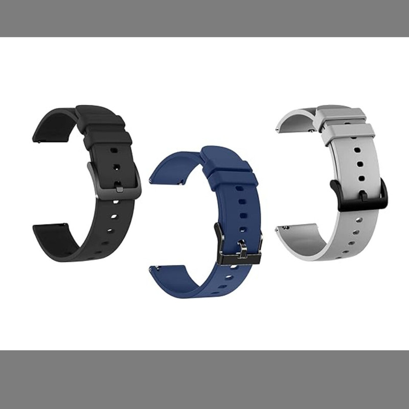 TooHype (Combo 3) 22mm Soft Watch Strap (Compatible Watch List In Photo & Description) 22 mm Silicone Watch Strap(Grey, Black, Navy Blue)