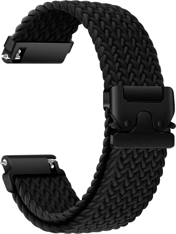ACM Watch Strap Woven Braided Clipper 22mm 3595481 mm Fabric Watch Strap(Black)