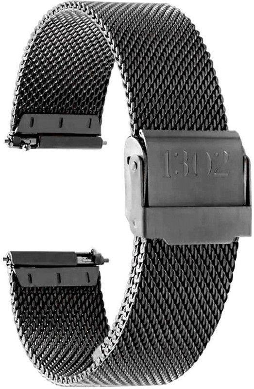 LUBA HIMT quick release classic superfine mesh polished Gold Bracelet 18 mm Stainless Steel Watch Strap(Black)