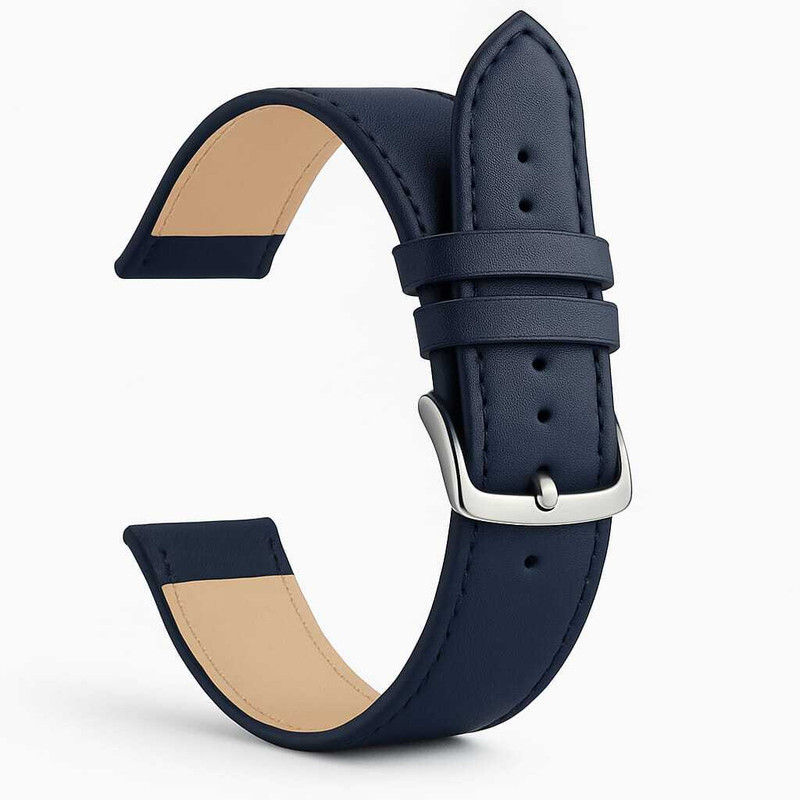 RStraps 20MM BLUE M 20 mm Genuine Leather Watch Strap(Blue)