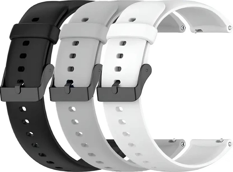 Firetook Premium 22mm Combo (Pack of 3) Watch Strap with Durable 22 mm Silicone Watch Strap(Black, Grey, White)