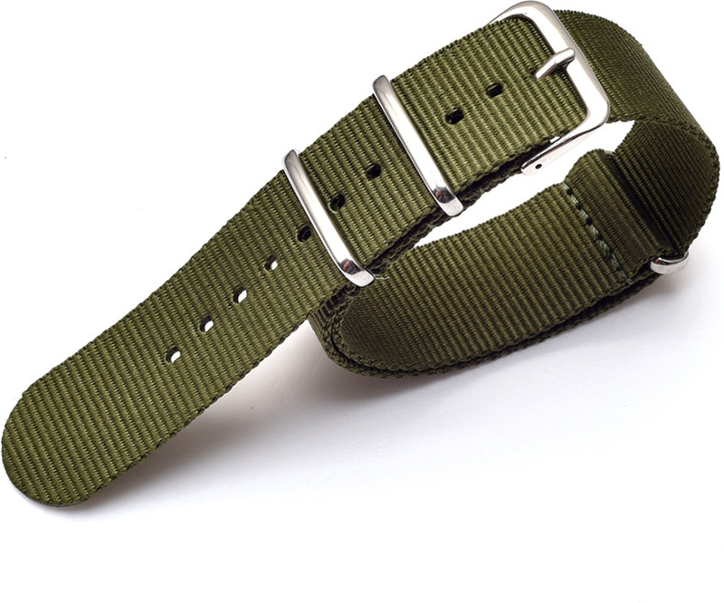 vinanth NATO Nylon Watch Strap | Military Green with Stainless Steel Buckle 18 mm Fabric Watch Strap(Green)