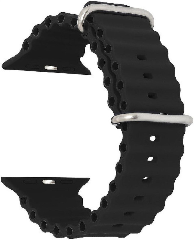 TRENDINGVIEW premium soft silicone fit to 42mm/ 44mm / 45mm / 46mm /49mm ZIG-ZAG Straps 44 mm Silicone Watch Strap(Black)