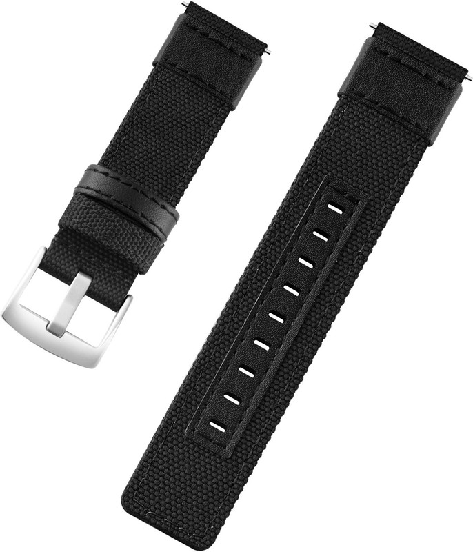 TIMEWEAR 510BLACK22 22 mm Fabric Watch Strap(Black)