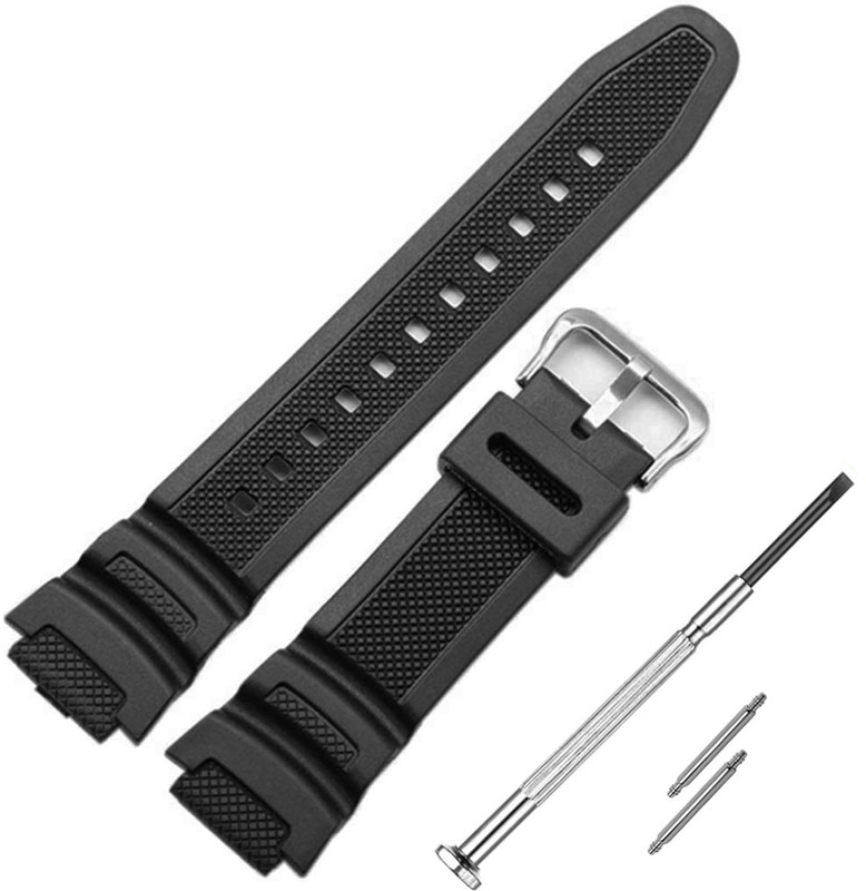 DBLACK [CDS26] Replacement Strap/Band For Casio SGW-400H-1BVH, SGW-300H-1AVH & Others, 18 mm Resin Watch Strap(Black)