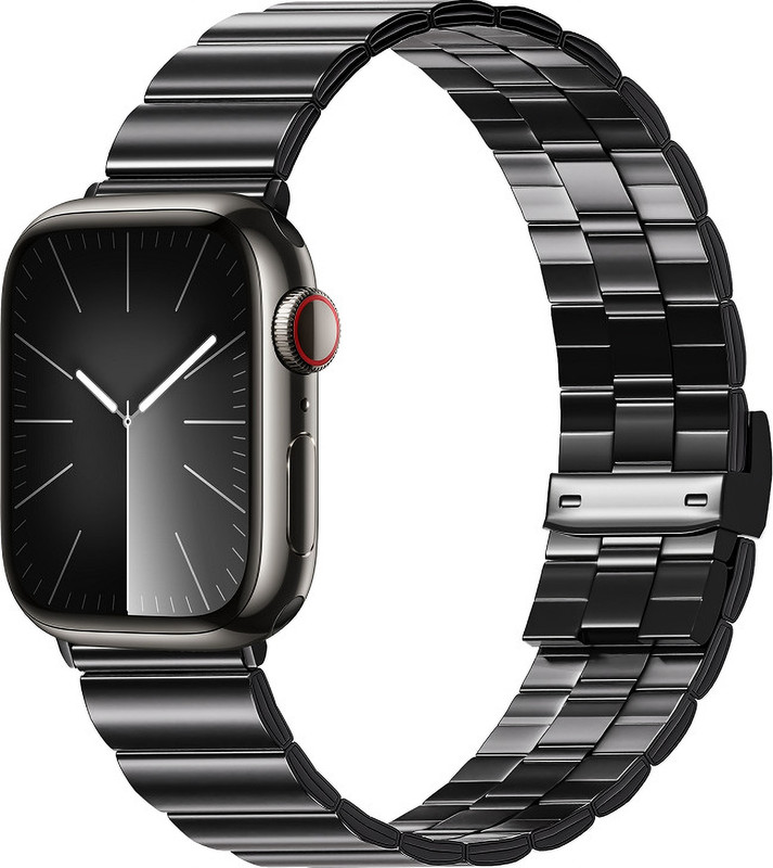 Bruno Milano Stainless Steel Iwatch Black Band 45 mm Stainless Steel Watch Strap(Silver, Black)