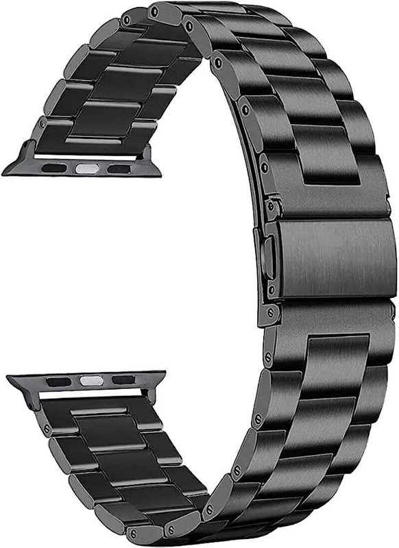 Sacriti Ultra Stainless Steel Metal Chain Strap Band Compatible for i-Watch Series 7 42 mm Metal Watch Strap(Black)