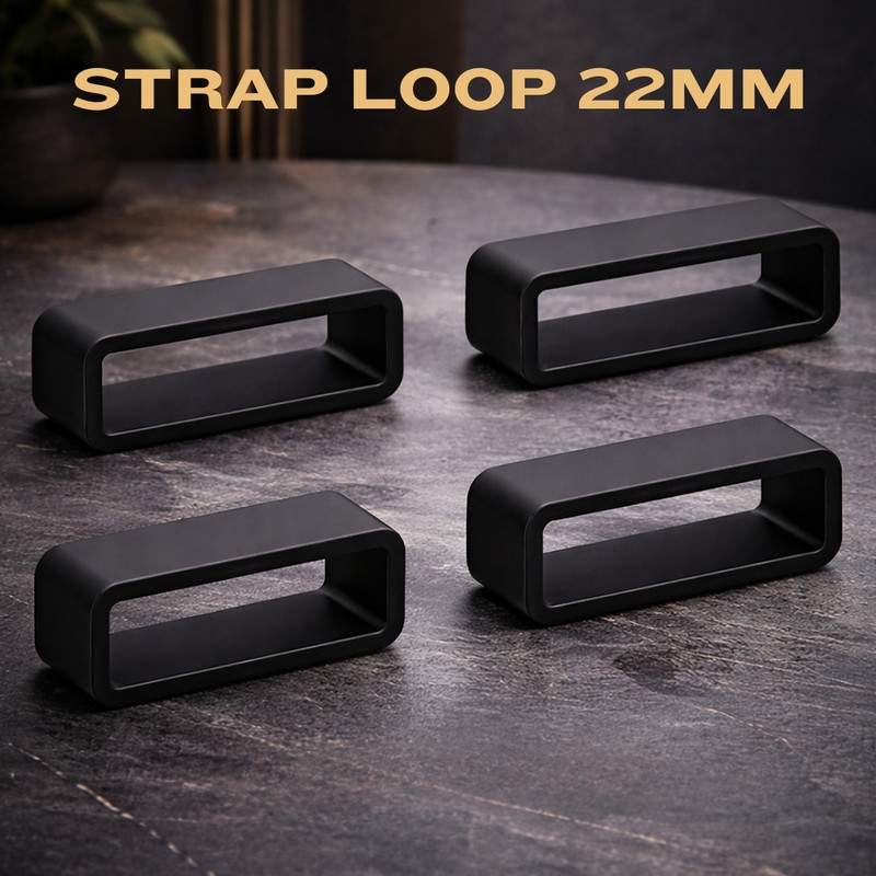 ADAMO 4 Silicone Watch Strap Loops/Keepers Holder Retainer Loop Replacement-Strap Loop 22 mm Silicone Watch Strap(Black)
