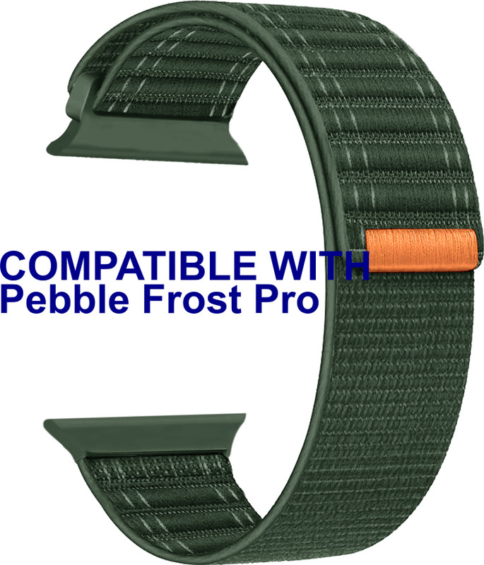 ACM Sliding 44mm 49mm Watch Strap Nylon Soft for Pebble Frost Pro Smartwatch 1593681 mm Fabric Watch Strap(Green)