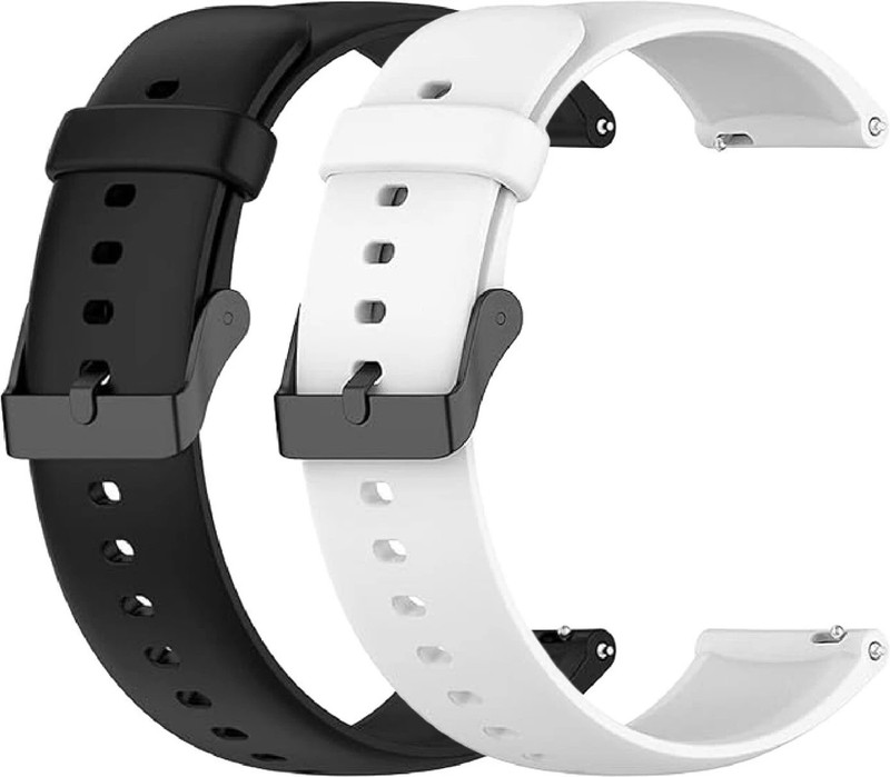 TRENDINGVIEW "20mm Classic Smartwatch Strap with Black Buckle – (Combo Pack of 2) 20 mm Silicone Watch Strap(Black, White)