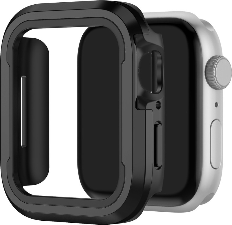 DailyObjects Black Tough Fit Apple Watch Series Case (45mm) Smart Watch Strap(Black)