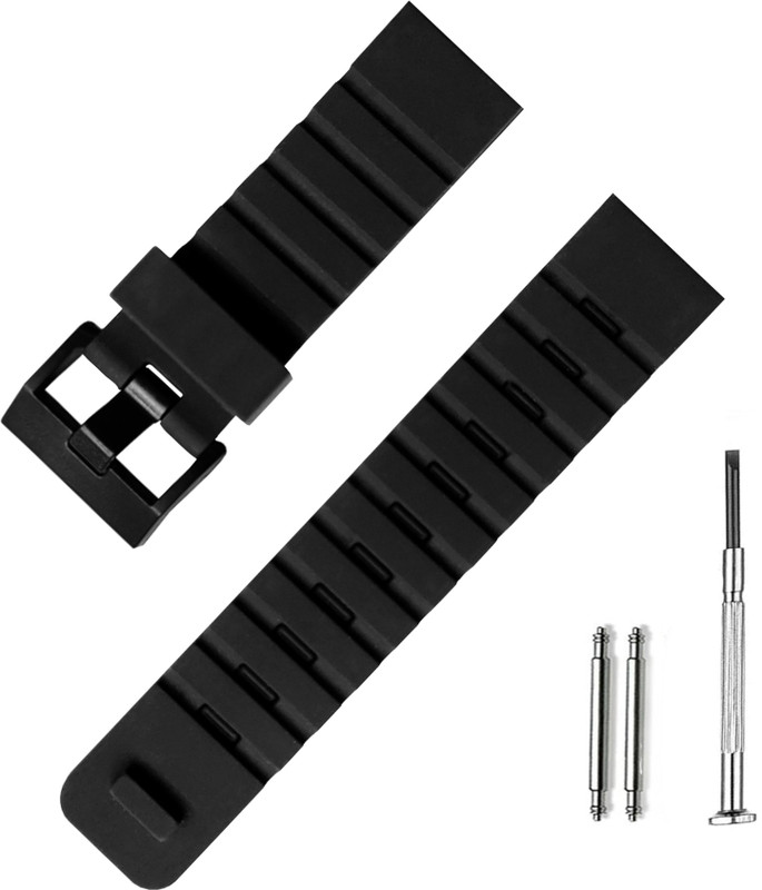 Rayyn ADIZEN SILICONE WATCH STRAP 20 mm Silicone Watch Strap(Black)