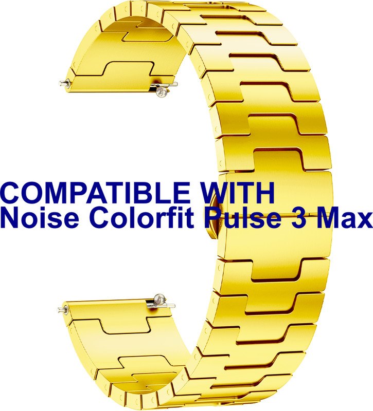 ACM Watch Strap Metal Steel 22mm for Noise Colorfit Pulse 3 Max Smartwatch Belt 3624475 mm Stainless Steel Watch Strap(Gold)