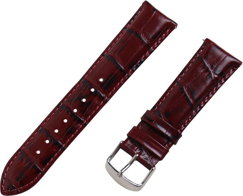 Roycee 49225222 22 mm Genuine Leather Watch Strap(Cherry)