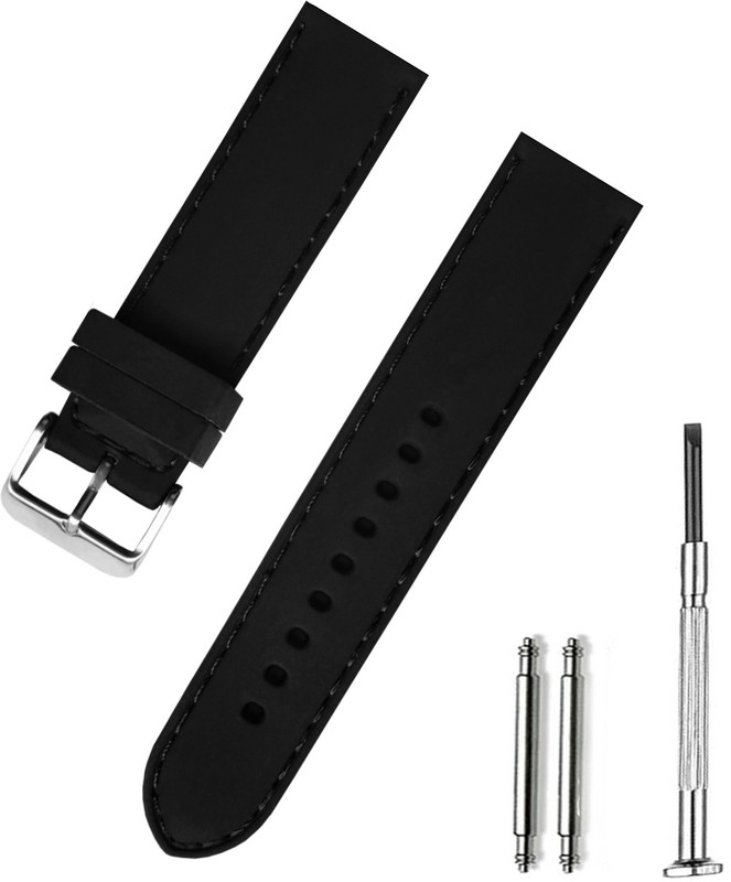 Rayyn SILIC Thick Strap Design 24 mm Silicone Watch Strap(Black)