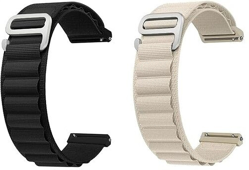Gadgetzilla 22mm Alpine Loop Watch Strap Compatible with noise ColorFit Caliber noise 22 mm Fabric Watch Strap(BLACK/WHITE)