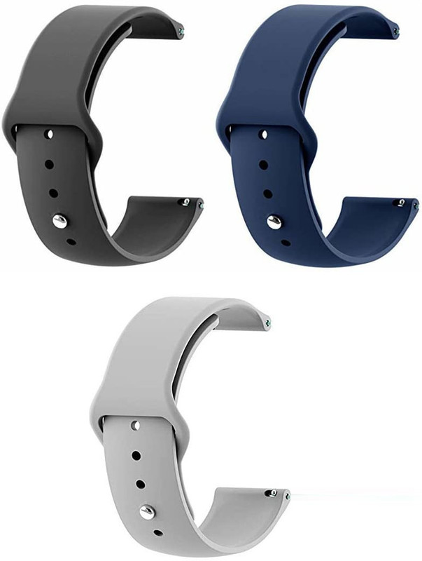 sounce 22MM Combo Smart Watch Strap Compatible for No_is_e ColorFit Pro 3/4/max 22 mm Silicone Watch Strap(Grey, Black, Dark Blue)
