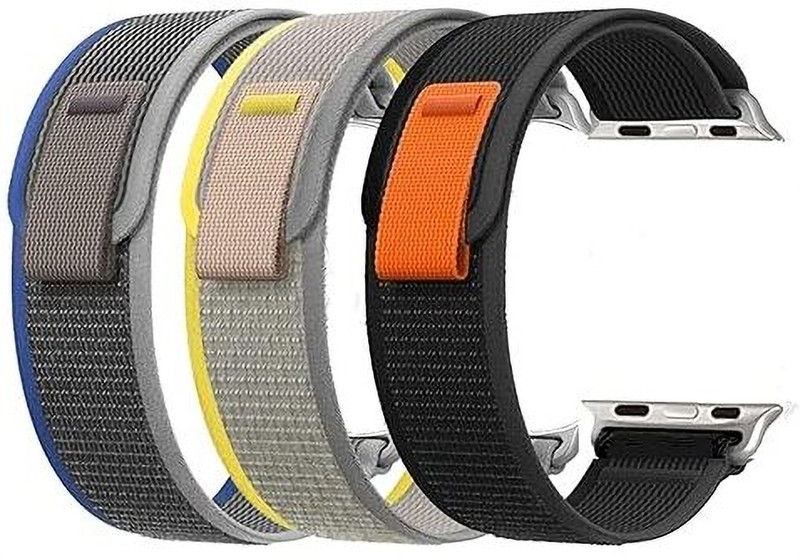 CROWNSWOOD Loop Bands/Straps Compatible with iWatch 49/46/45/44/42 mm 44 mm Fabric Watch Strap(Multicolor)