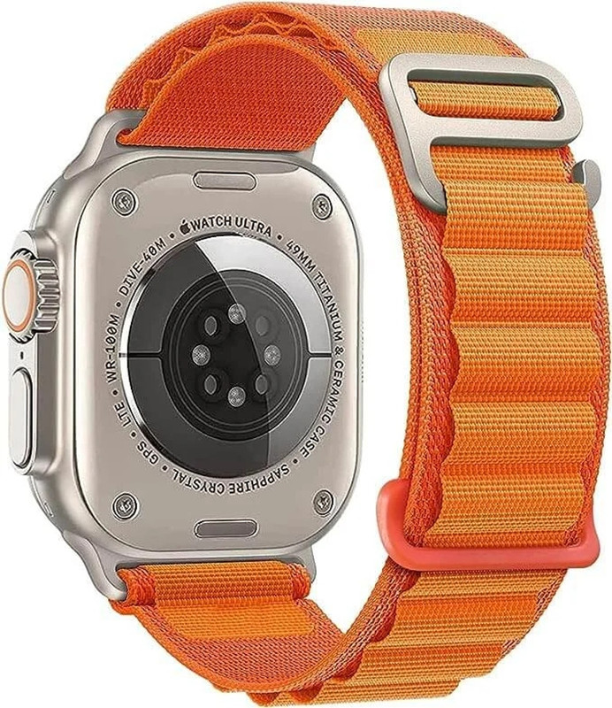Veu Alpine Nylon Band for Apple Watch 42mm/44mm/45mm/49mm (Watch NOT Included) 40 mm Fabric Watch Strap(Orange)