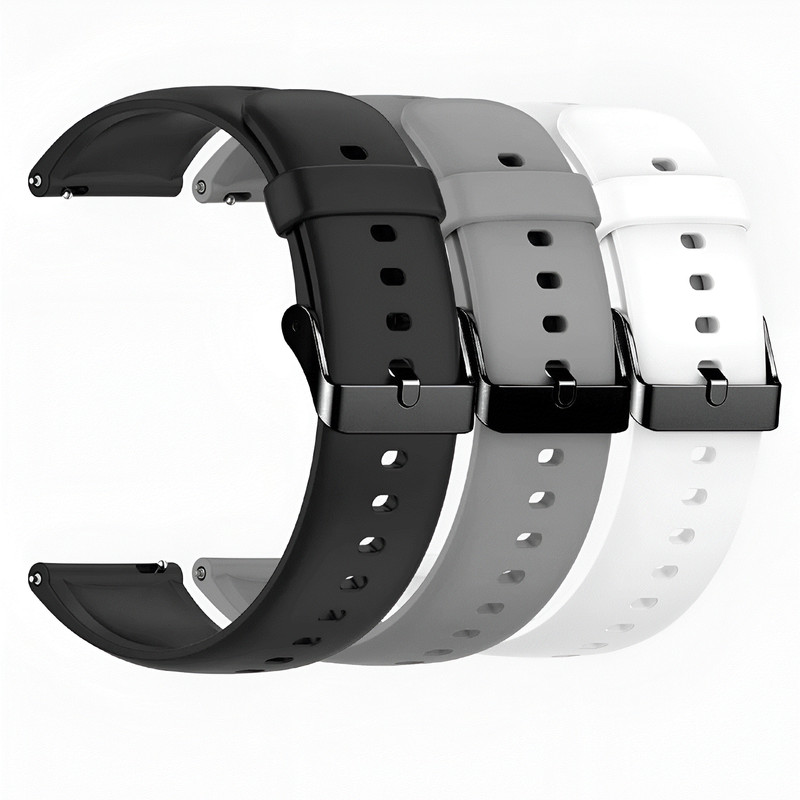 Firetook Replacement Pack 3 Premium Soft 22mm Watch Strap (Compatible Fit List In Photo) 22 mm Silicone Watch Strap(Black, Grey, White)