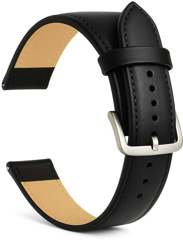 RStraps 20mm Cassic Black Leather Strap for Men | Watch Strap Belt for Men 20 mm Genuine Leather Watch Strap(Black, Classic Black)
