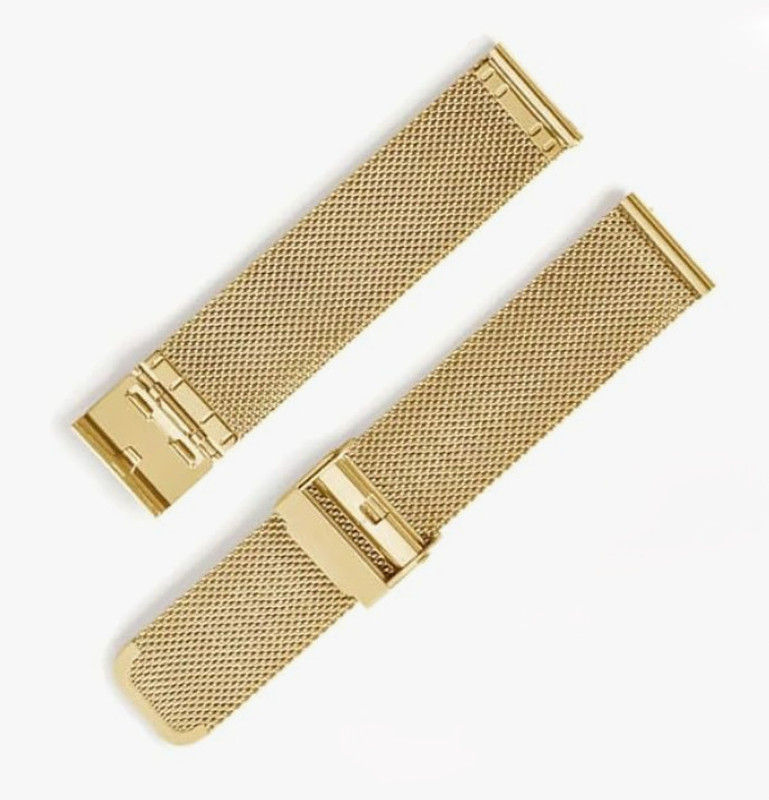 ARSH Watch Mesh Double Lock Chain Strap Ergonomic & Breathable Design with Premium 16 mm Stainless Steel Watch Strap(Gold)