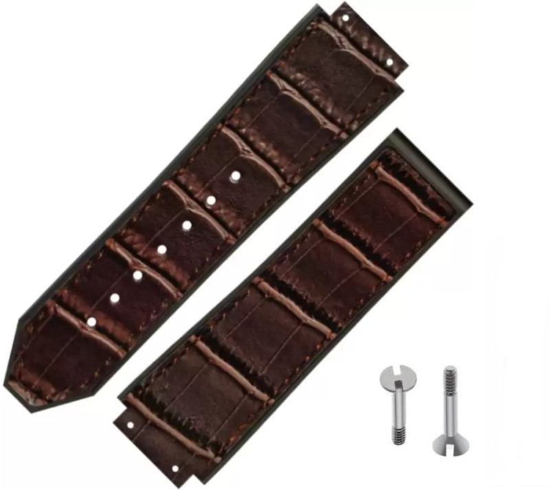 Bharasoft [HB] PREMIUM LEATHER STRAP FOR HUBLOT WATCHES WITH TOOL 25 mm Genuine Leather Watch Strap(Blue)