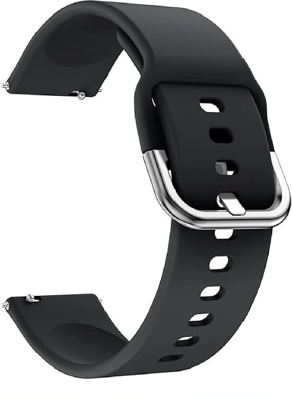GRAF soft silicone smart watch belt strap for all 22mm watches with silver buckle 22 mm Silicone Watch Strap(Black)