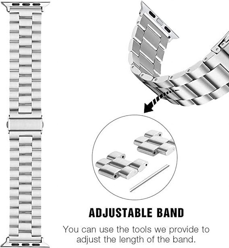 Dragon Sales Chain Strap 45 mm Metal Watch Strap(Silver, Chain Strap Band 45mm 42mm Chain Strap Compatible Watch Ultra Series 8 7 6)