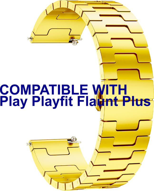 ACM Watch Strap Metal Steel 22mm for Play Playfit Flaunt Plus Smartwatch Belt 3560475 mm Stainless Steel Watch Strap(Gold)