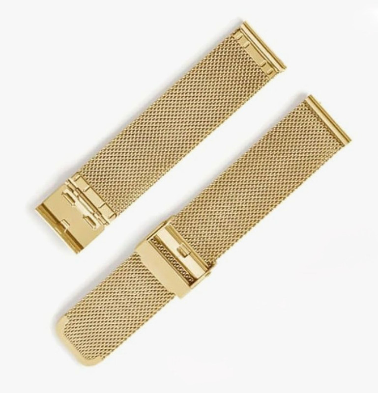 ARSH Watch Mesh Double Lock Chain Strap Ergonomic & Breathable Design with Premium 18 mm Stainless Steel Watch Strap(Gold)