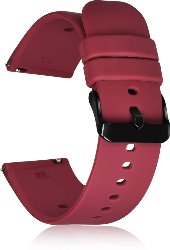 LORENZ BS-BLK-MRN 22 mm Silicone Watch Strap(Black, Maroon)