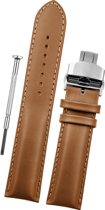 DBLACK [ARLONG] Premium Watch Strap with Butterfly Lock, 22 mm Genuine Leather Watch Strap(Tan)