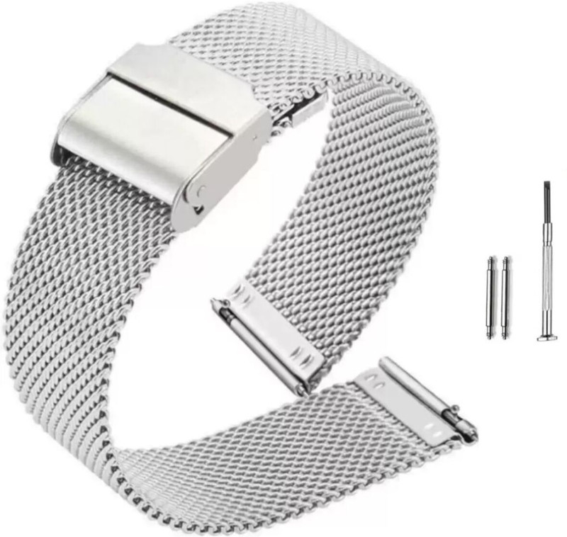 Bharasoft [MS] STAINLESS STEEL MESH WATCH STRP WITH TOOL 14 mm Stainless Steel Watch Strap(Silver)