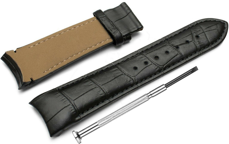DBLACK [TST02] Croco Design, Compatible Band for Tissot Couturier 1853 & Other Models, 22 mm Genuine Leather Watch Strap(Black)