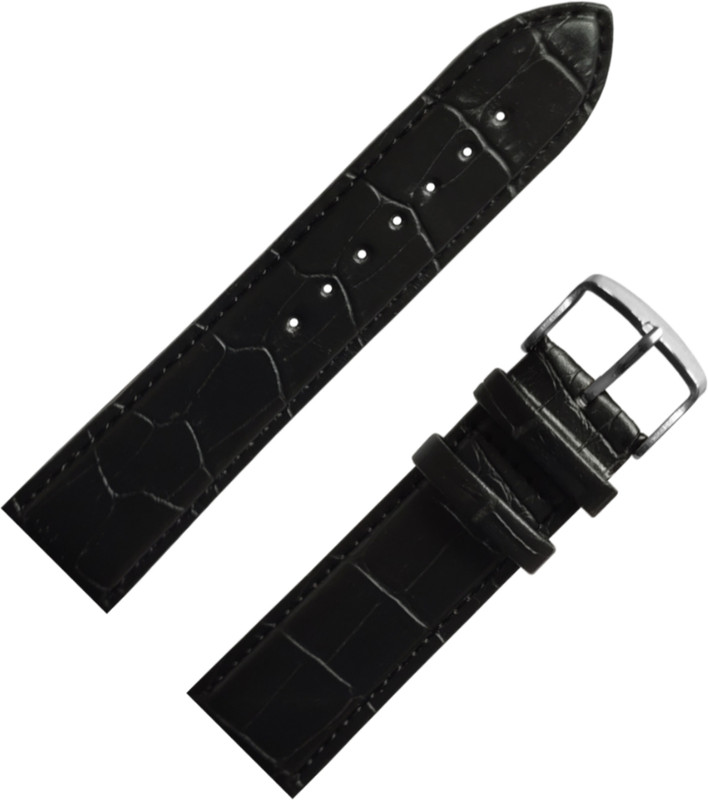 Rayyn EXOR DESIGN 18 mm Genuine Leather Watch Strap(Black)