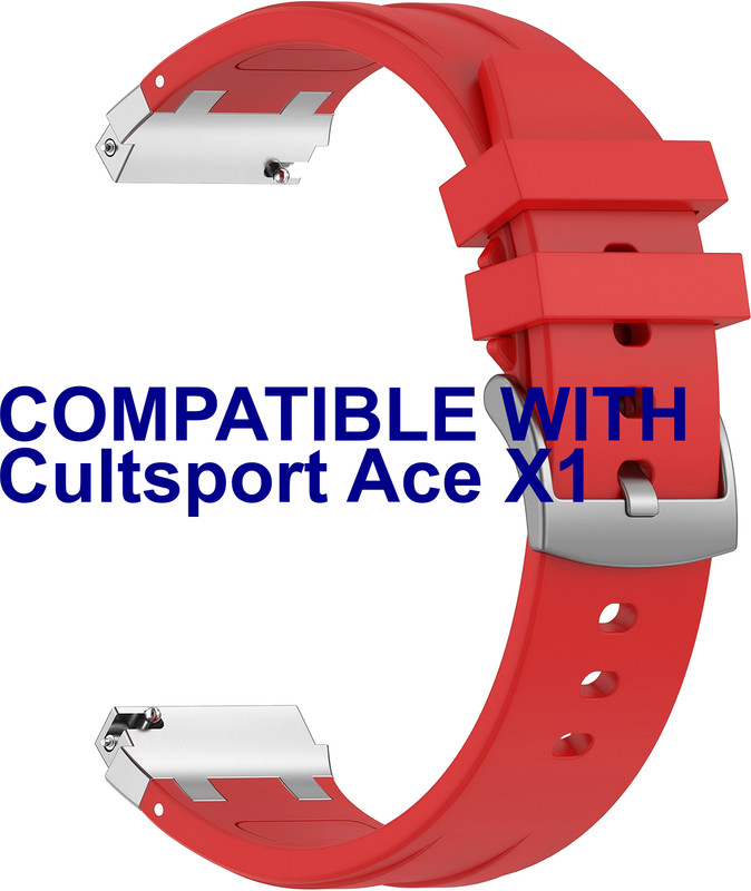 ACM Watch Strap Metal Hook Silicone 22mm for Lava Prowatch Zn Smartwatch Belt 3623470 mm Silicone Watch Strap(Red)