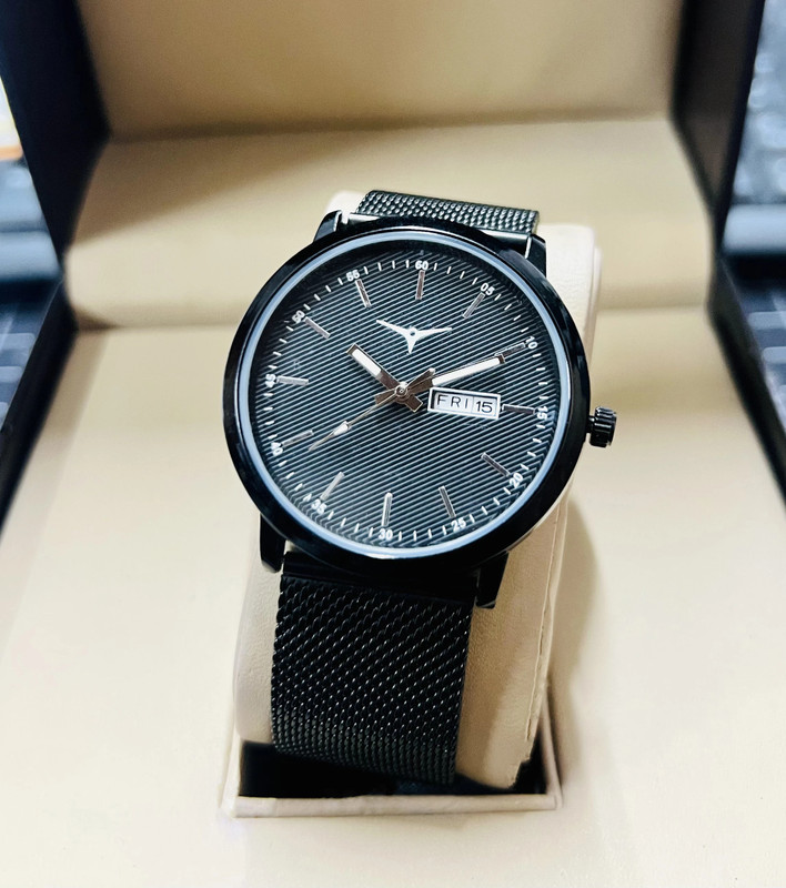 ZETWAL NSM-25-D.D.-BLK SEFFER Men & Boys Analog Wrist Watch | Day & Date | Full Black | Seffer Strap | Quartz Analog Watch - For Men