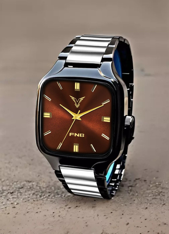 FNBSTORE Stylish Black 2Tone Stainless Steel Chain Analog Watch for Mens & Boys Analog Watch  - For Men