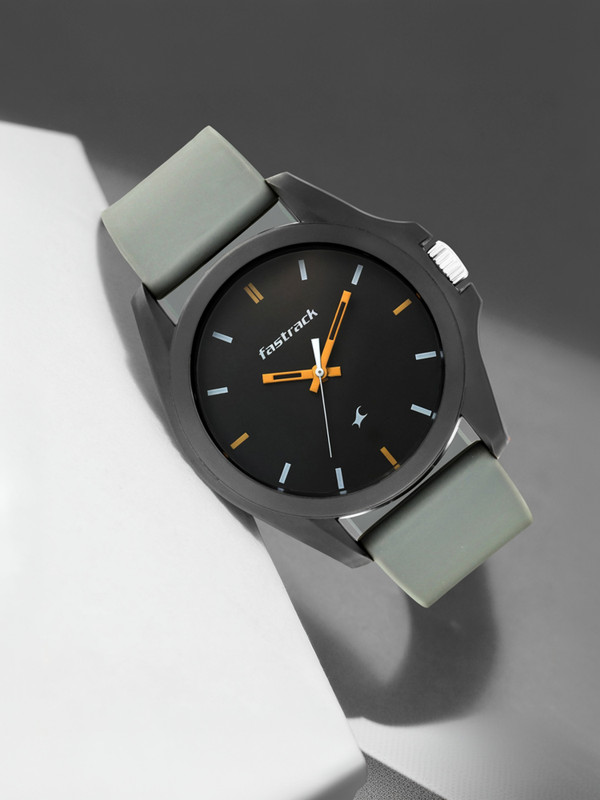 Fastrack 68011PP08 Fastrack Fastfit Black Dial Grey Silicone Strap Unisex Analog Watch  - For Men & Women