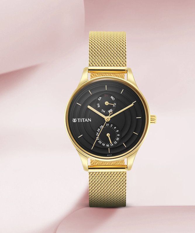 Titan NQ2651NM02 Titan Workwear Multifunction Black Dial Black Stainless Steel Strap Analog Watch  - For Women